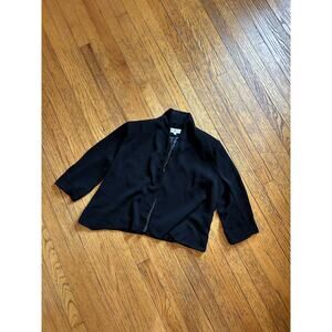 Kate & Rosy Jacket Womens Large Black Cropped Open Front Satin Lined Blazer